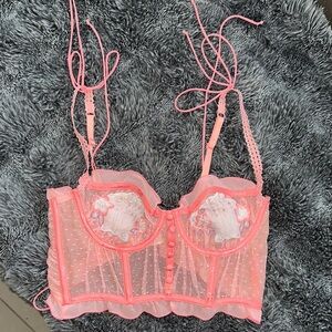 For Love And Lemons Coral Lace Bralette